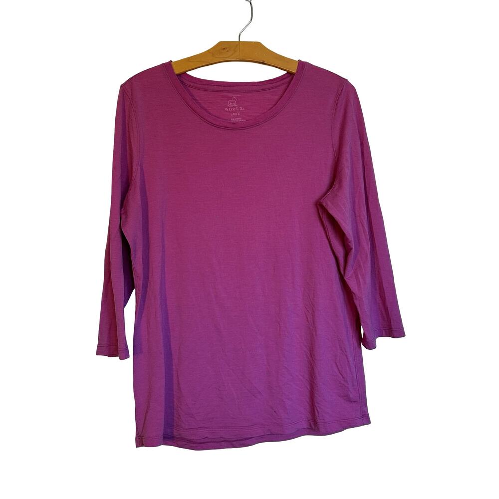 WoolX Jenny 3/4 Sleeve Crewneck Tee Shirt Summer Sorbet Pink Merino Base Layer L